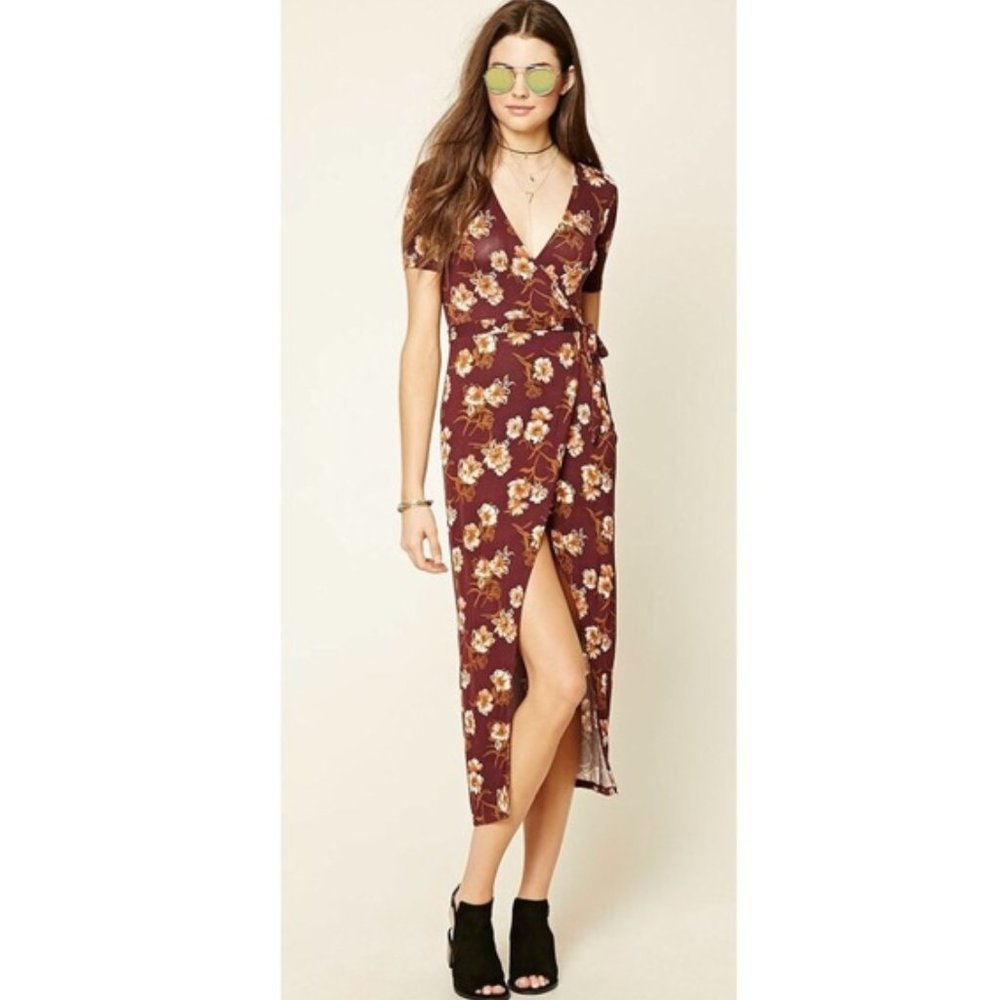 Forever 21 Floral Jersey Wrap Dress